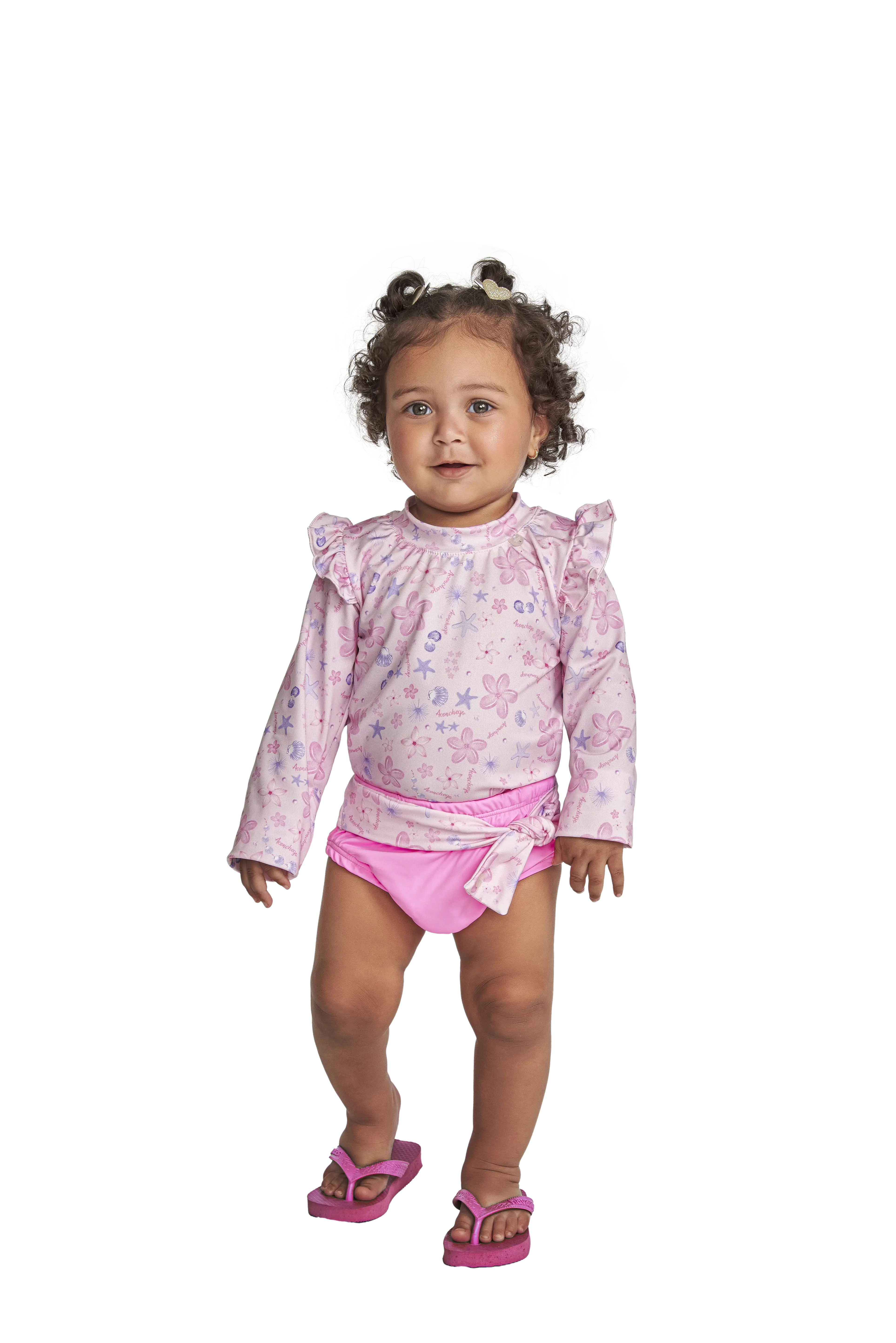 CONJUNTO MODA PRAIA ACONCHEGO FLORES DO MAR / ROSA